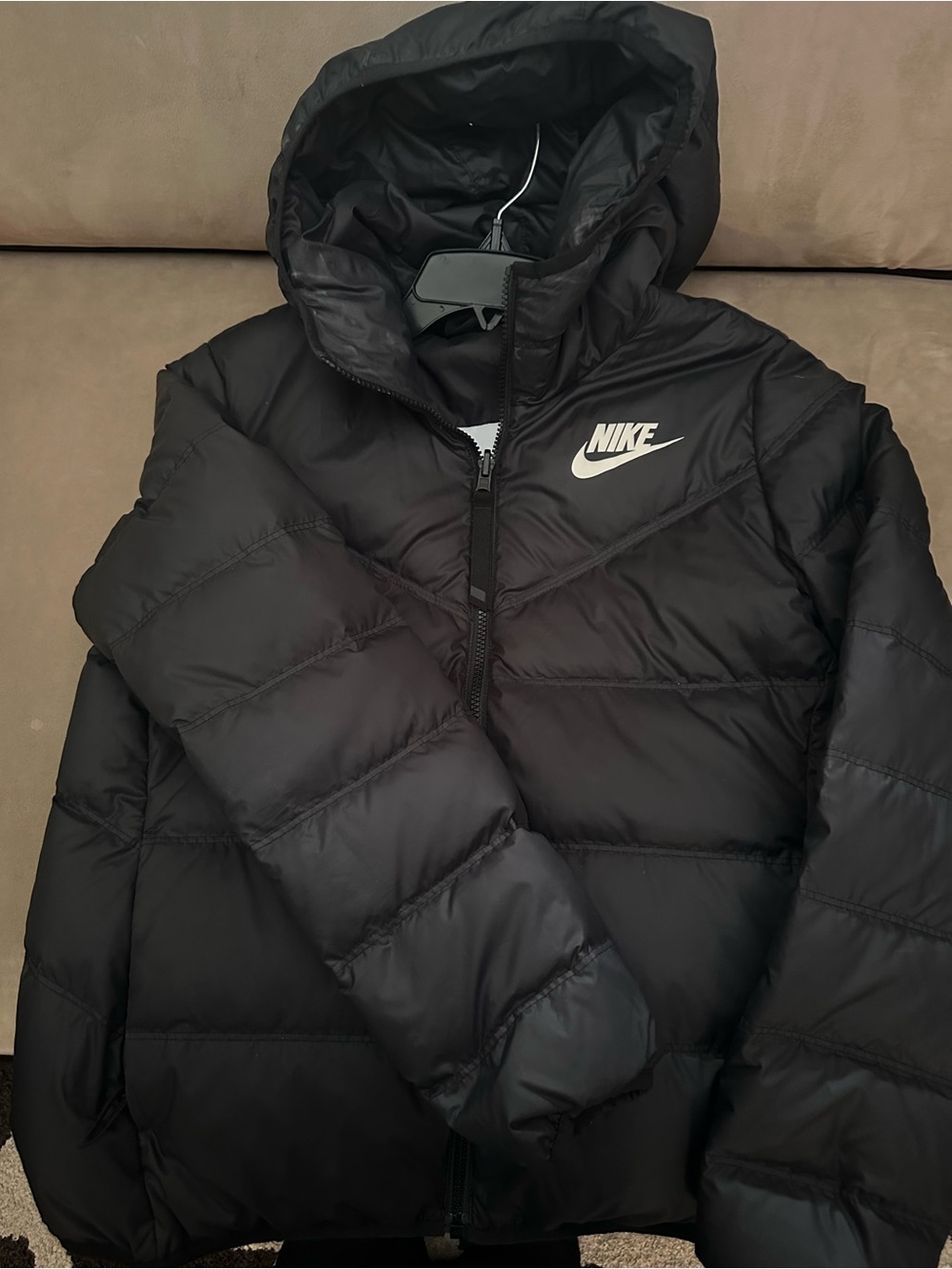 Nike Black Quilted Hooded Puffer Jacket